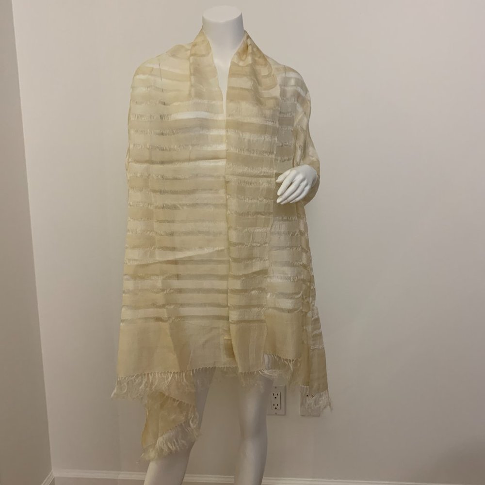 Chiktok  39" X 85" Off white 100% Silk Scarf